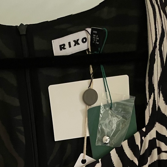 Mara RIXO Zebra 🦓🦓 beautiful printed NWT Midi Dress - Size XXS - Picture 6 of 7